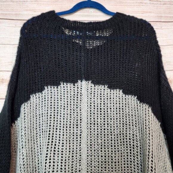 Listicle Black Gray Color Block Chunky Knit Pullover Sweater Women's Size M/L - Picture 11 of 14